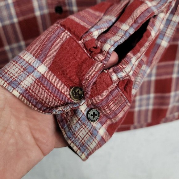 The Foundry Flannel Shirt Men 3XL Red Gray Plaid Button Up Long Sleeve *Read* - Picture 5 of 14